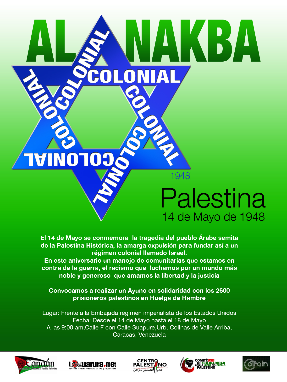 Al-NAKBA. Ayuno en solidaridad con prisioneros Palestinos en Huelga de Hambre