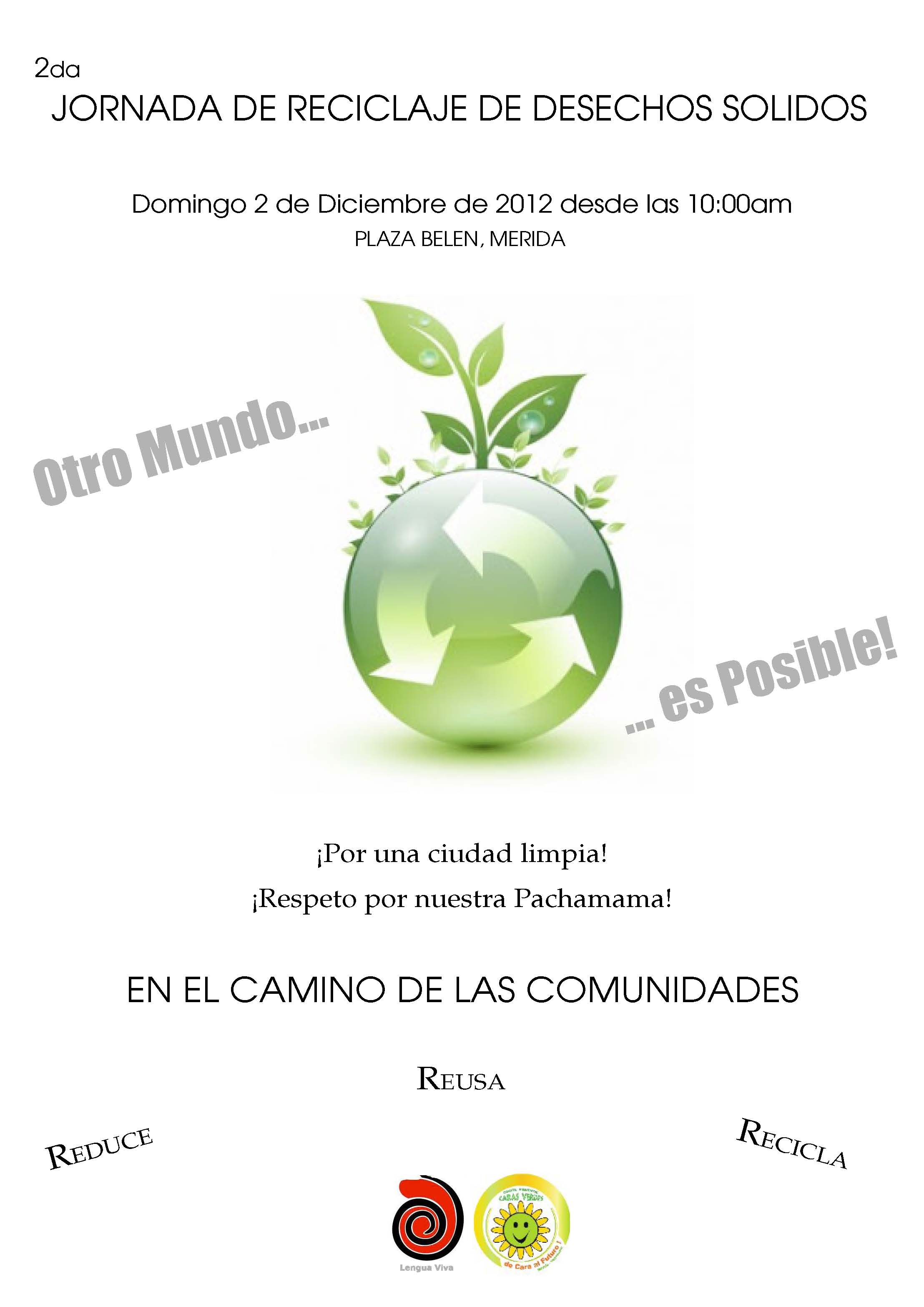 Invitación: 2da Jornada de Reciclaje de Desechos Sólidos en la Otra Mérida el domingo 2 de Diciembre