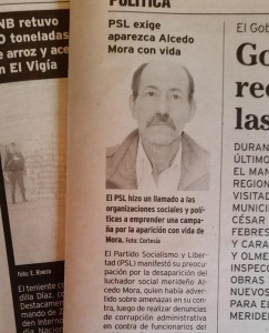 PSL exige que aparezca Alcedo Mora con vida