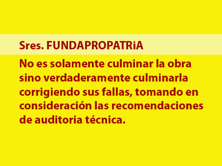 Obra mal hecha y abandonada por Fundapropatria, Altos Mirandinos.
