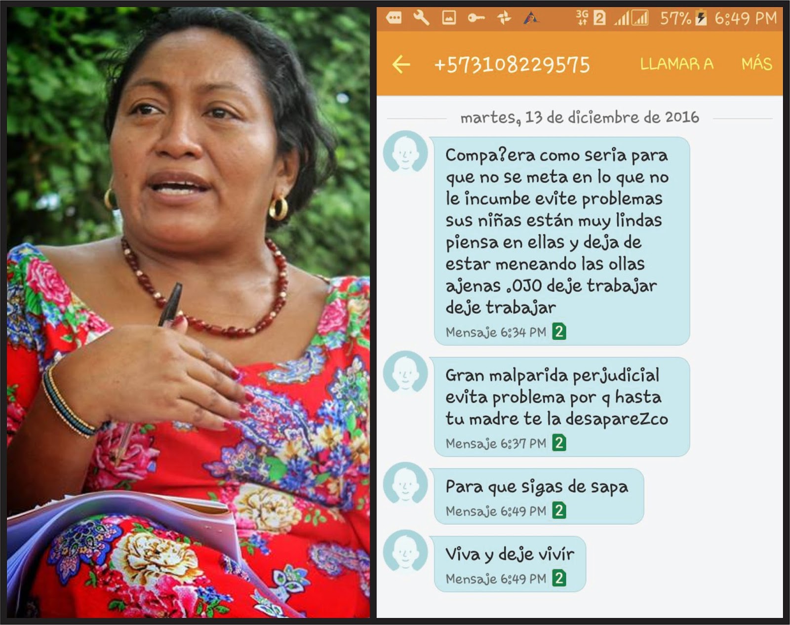 Amenazan de muerte a lideresa Wayuu Jakeline Romero