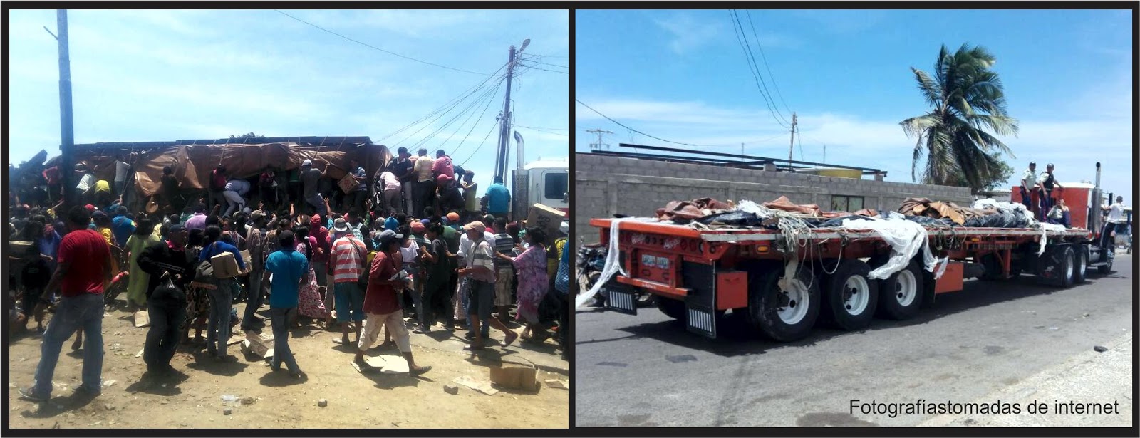 Saqueo de gandola cargada de cajas CLAP en Municipio Guajira